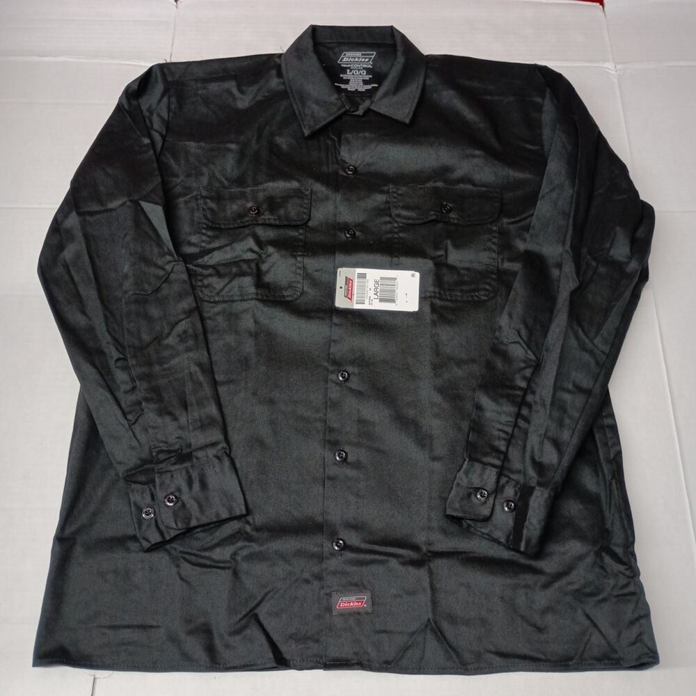 Dickies Essential Work Shirt Men's Size L Black Temp Control
